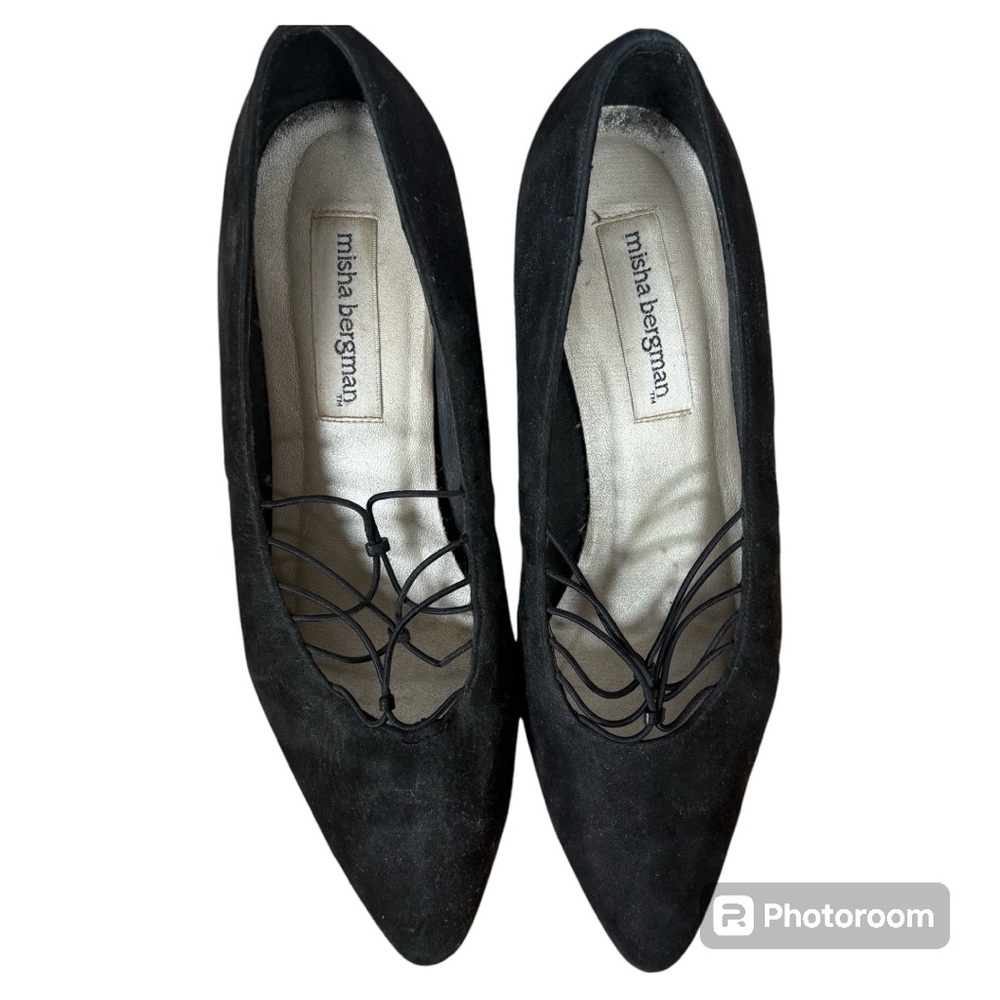 Misha Bergman Women’s Black Suede Heels Kitten Heel Shoe Size 10M